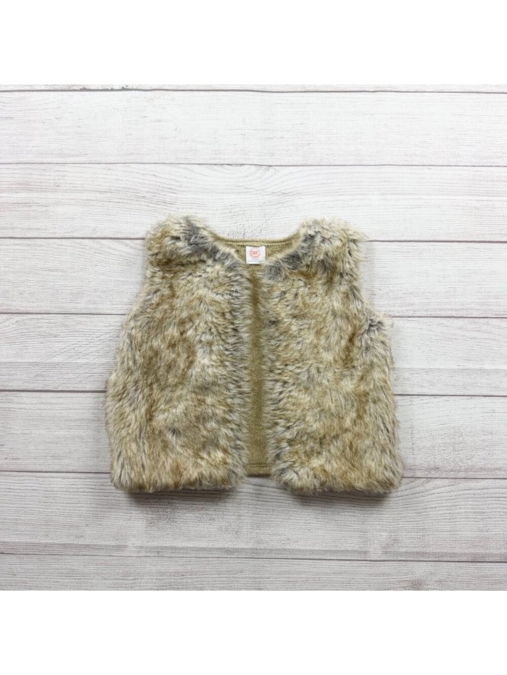 Wonder Nation Girls Faux Fur Vest With Lining Beige Tan S 6-7